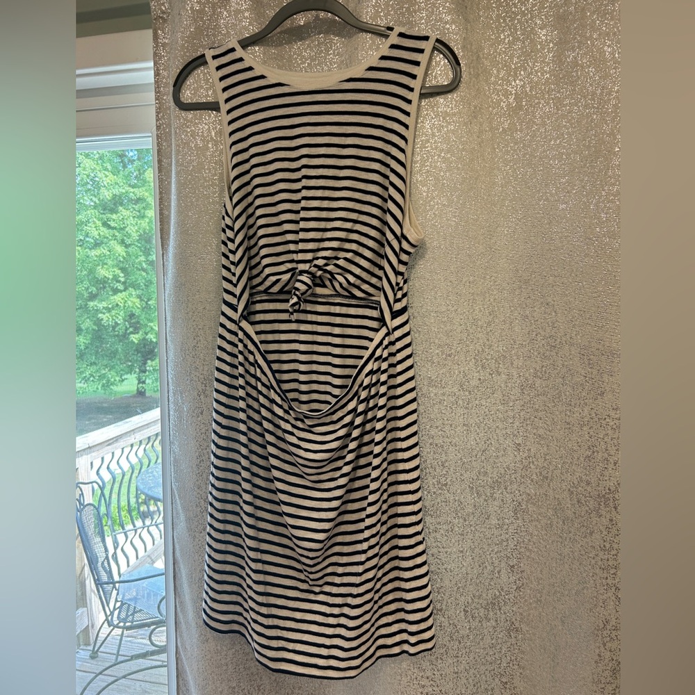 Aerie Black and White Striped Backless Dress
